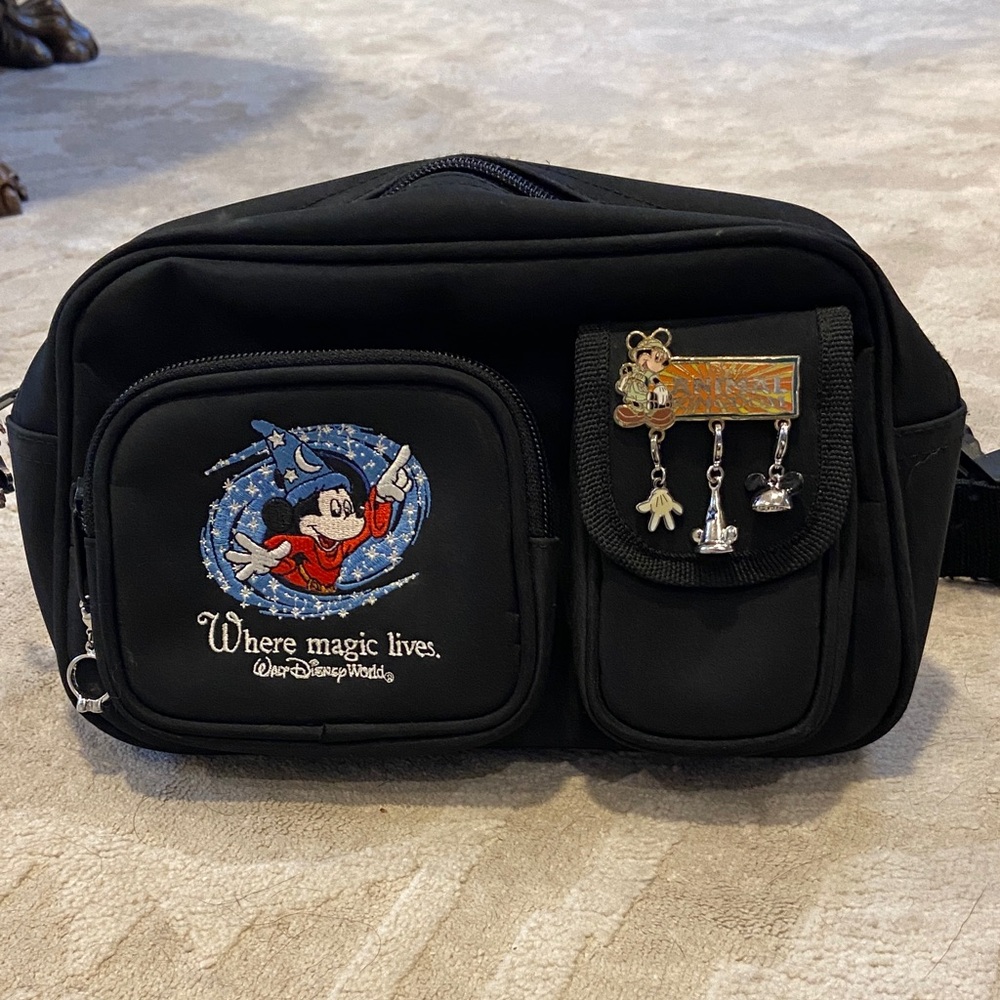 Disney Black Belt Bag with Mickey Mouse Design with charms!!